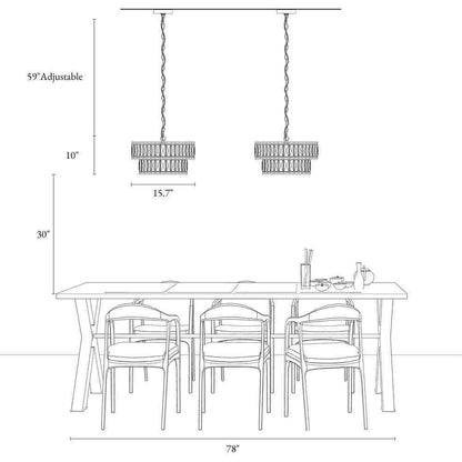 LNC Cristallo Candlestick Chandelier 4-Light Black w/ 2-Tier Clear Crystal Shade