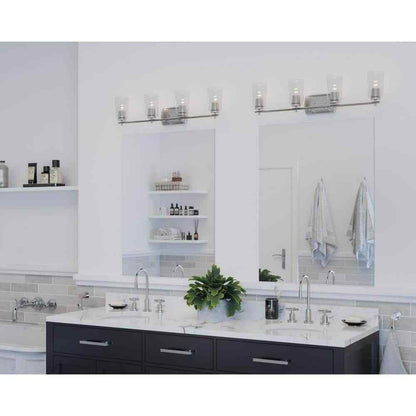 Progress Lighting Adley 4-Light Brushed Nickel Clear Glass Bathroom Vanity Light