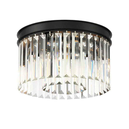 Home Decorators North Falls 13 in. 3-Light Black Flush Mount Light w/ Crystals