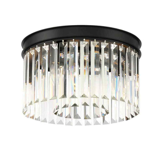 Home Decorators North Falls 13 in. 3-Light Black Flush Mount Light w/ Crystals