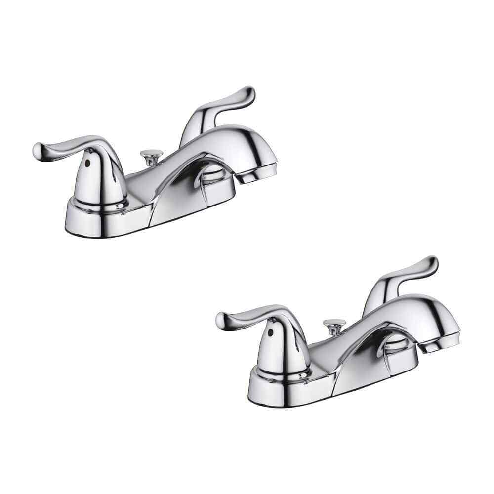 Glacier Bay Constructor 4 in. Centerset Double-Handle Low-Arc Faucet 2-Pack