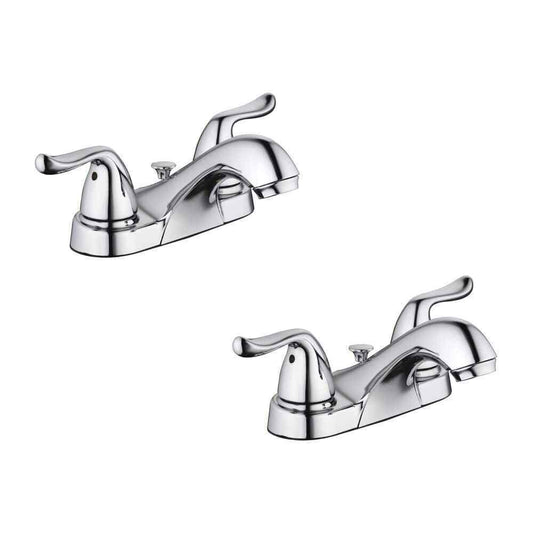 Glacier Bay Constructor 4 in. Centerset Double-Handle Low-Arc Faucet 2-Pack