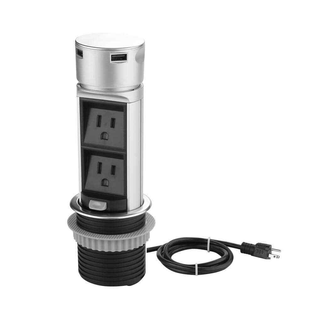 Link2Home Space Saver Pop Up-Outlet 2 Power Outlets 2 USB Ports 2.4 Amp