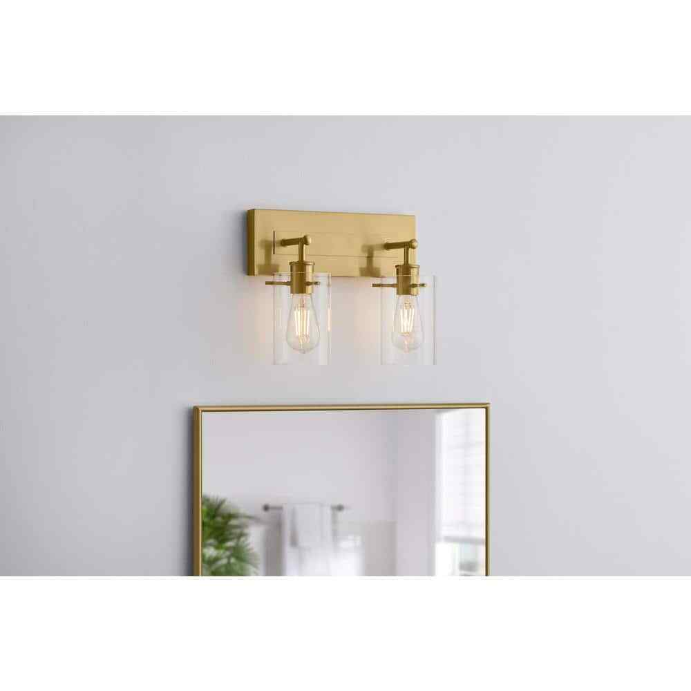 Hampton Bay Regan 12.75 in. 2-Light Brushed Gold Vanity Light