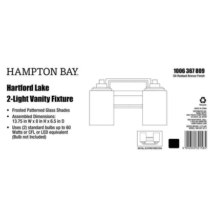Hampton Bay Hartford Lake 2-Light Oil Rubbed Bronze Rustic Bathroom Vanity Light