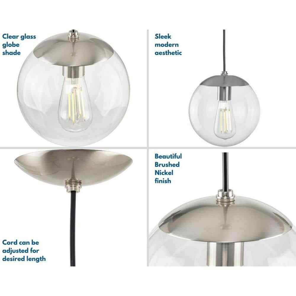 Progress Lighting Atwell 1-Light Brushed Nickel Small Pendant Hanging Light