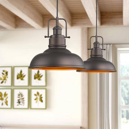 JAZAVA Oil Rubbed Bronze Large Pendant Light w/ Metal Shade