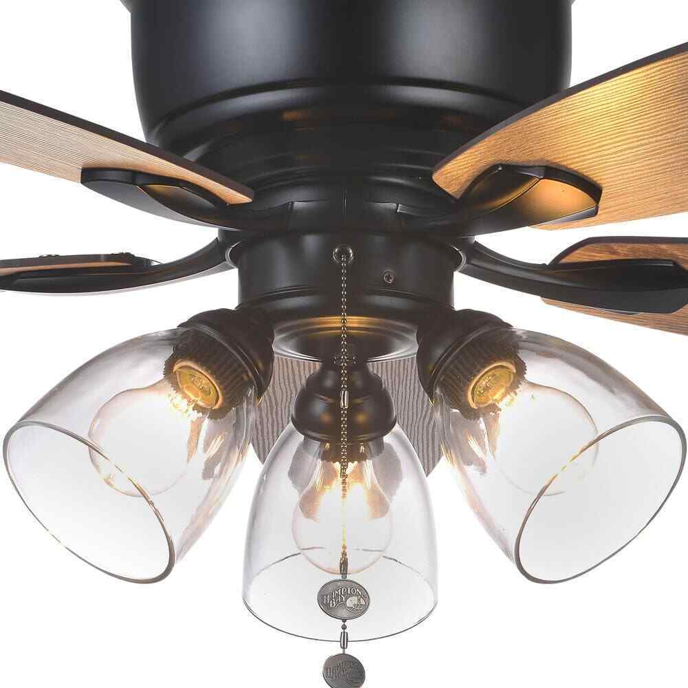 Hampton Bay Stoneridge 52 in. Matte Black Hugger LED Ceiling Fan with Light Kit