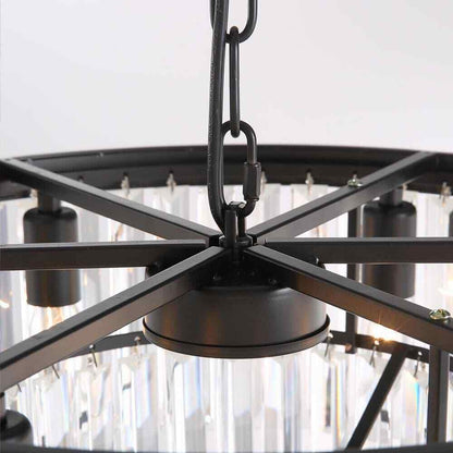 SILJOY 6-Lights Black Crystal Chandeliers 20 in. for Dining Room Bedroom