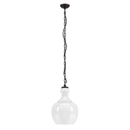 Meyer&Cross Verona 1-Light Blackened Bronze Pendant with White Milk Glass Shade