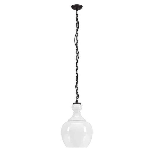 Meyer&Cross Verona 1-Light Blackened Bronze Pendant with White Milk Glass Shade