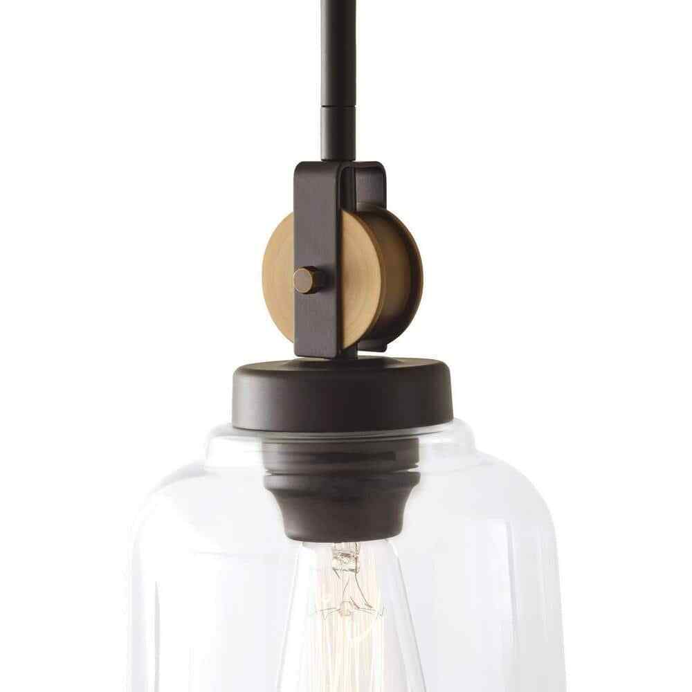 Home Decorators Knollwood 7 in. 1-Light Blackened Bronze Mini Pendant Light