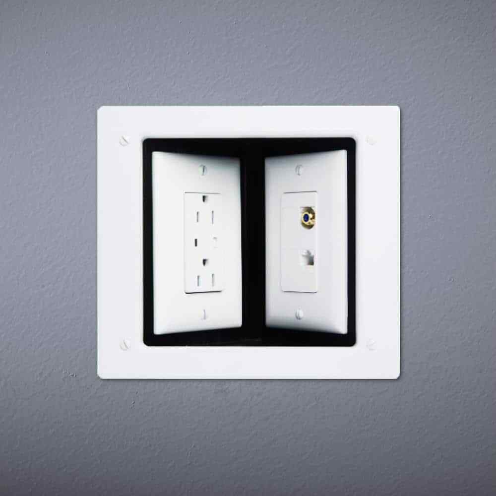 Legrand Pass + Seymour 2 Gang Recessed Steel Commercial TV Media Box, White