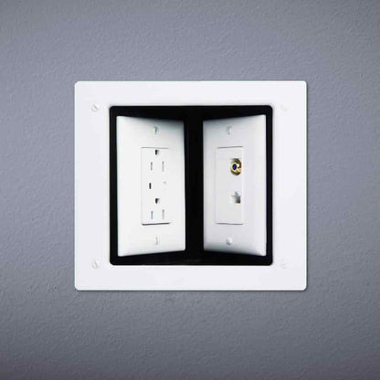Legrand Pass + Seymour 2 Gang Recessed Steel Commercial TV Media Box, White