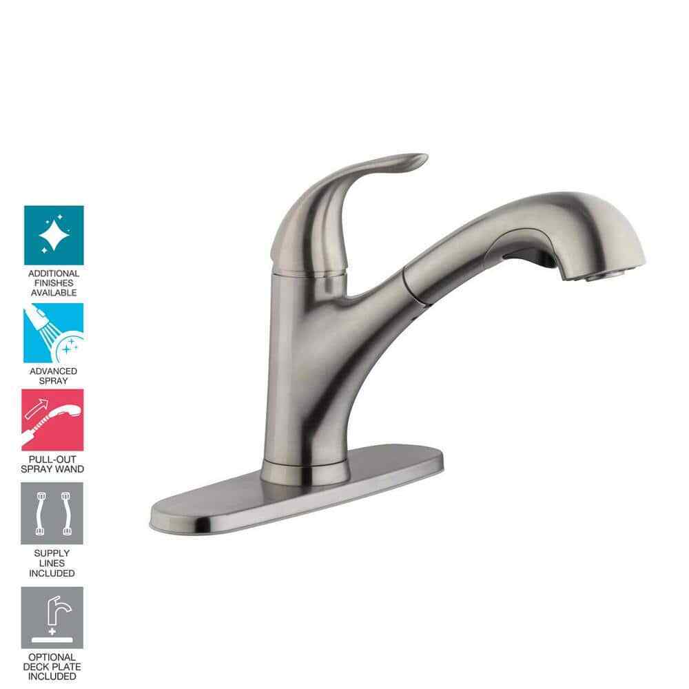 Glacier Bay Market Single-Handle Pull-Out Sprayer Kitchen Faucet Stainless Steel