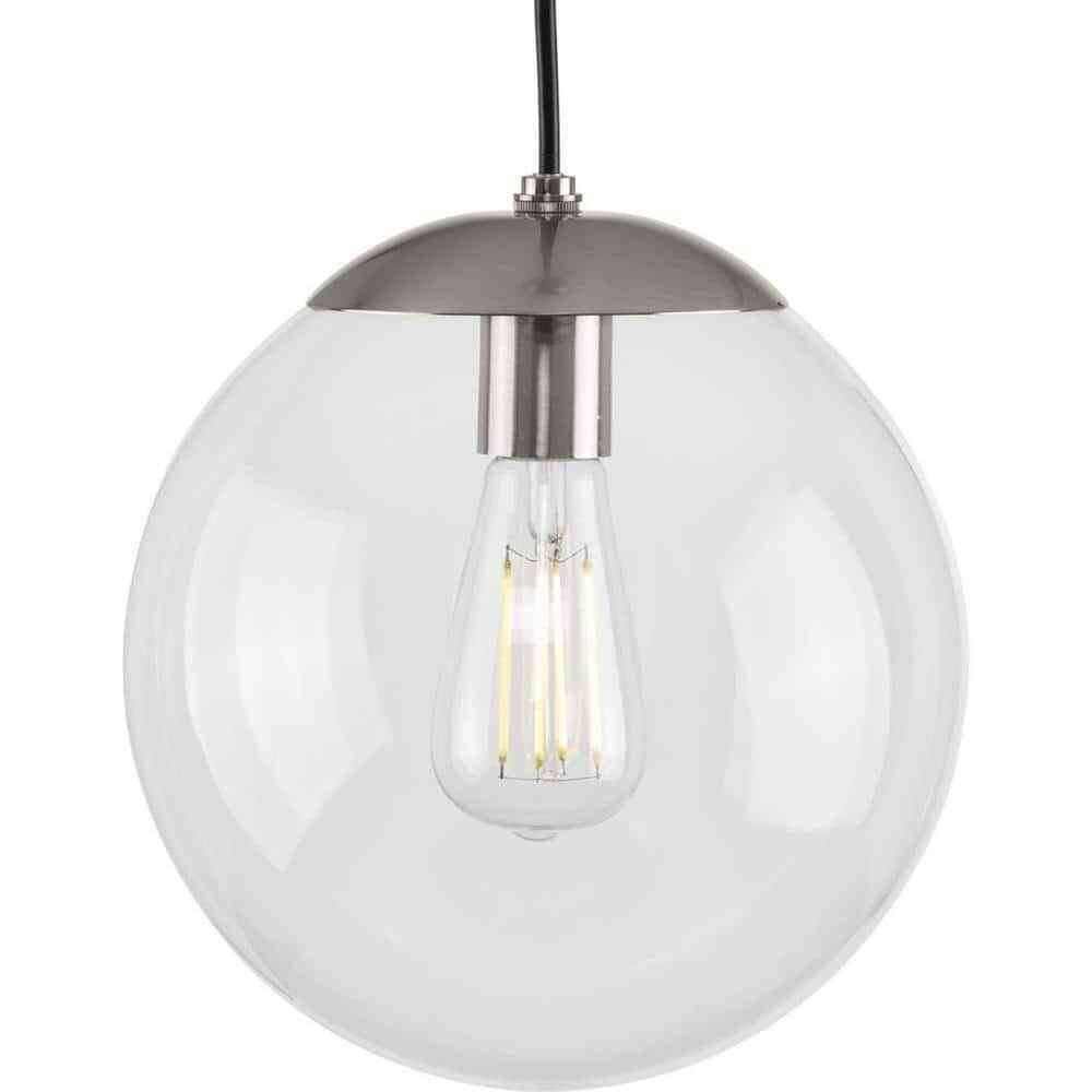 Progress Lighting Atwell Brushed Nickel Clear Glass Globe Pendant Hanging Light