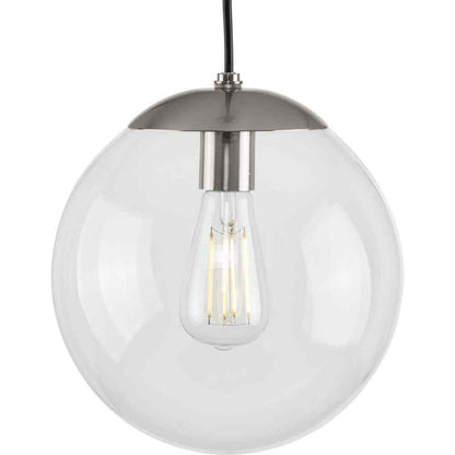 Progress Lighting Atwell Brushed Nickel Clear Glass Globe Pendant Hanging Light