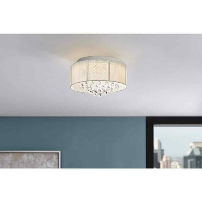 Home Decorators Flenniken 15 in. Integrated LED Chrome and Crystal Ceiling Light