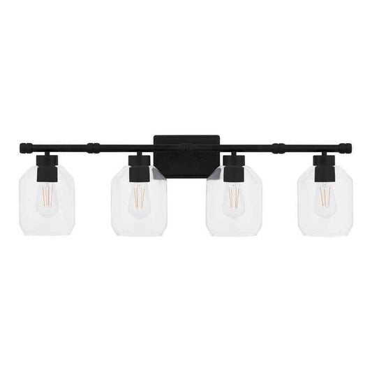 Hampton Bay Laurel Brook 4-Lights Matte Black Industrial Bathroom Vanity Light