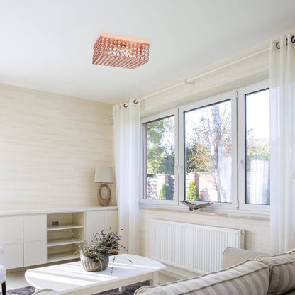 Elegant Designs 12 in. 2-Light Rose Gold Square Ceiling Flush Mount