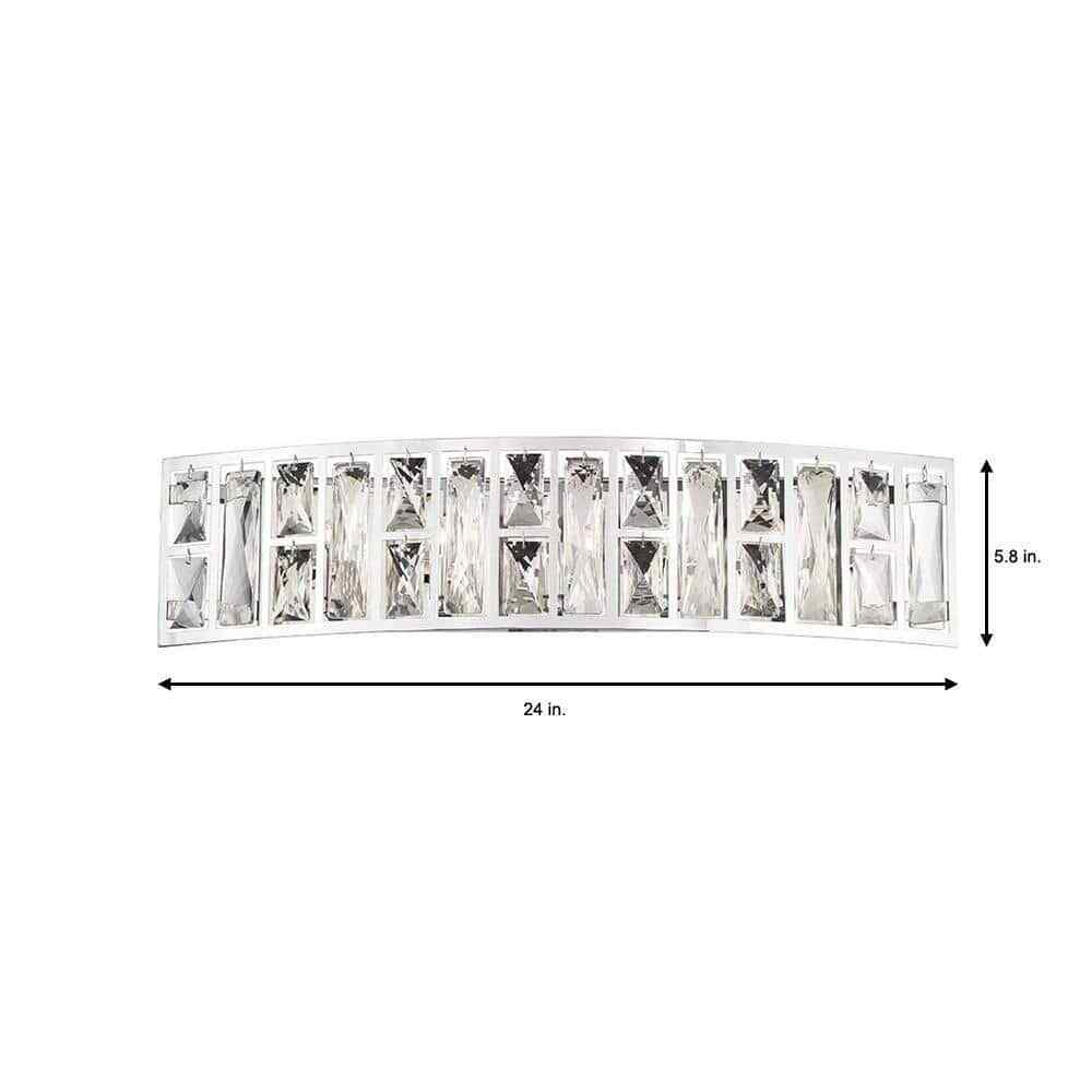 Home Decorators Kristella 24 in. 5-Light Chrome Vanity Light w/ Crystal Shade