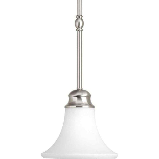 Progress Lighting Applause  Brushed Mini Pendant with Etched Parchment Glass