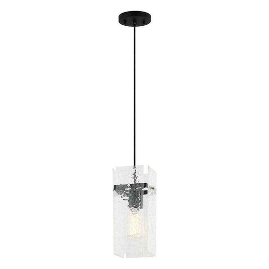Flint Garden 1-Light Matte Black Rectangle Modern Hanging Mini Pendant