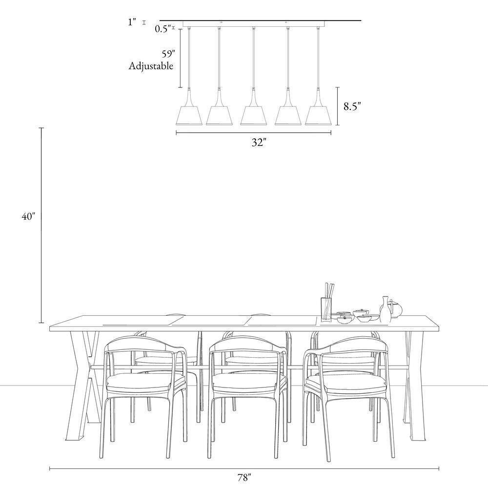 LNC Idaikos Modern 5-Light Black and White Island Chandelier