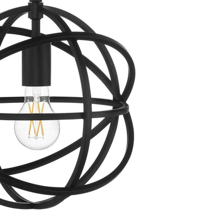 Home Decorators Collection Sarolta Sands 1-Light Black Orb Cage Pendant Light