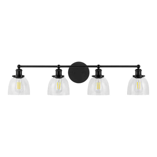 Home Decorators Evelyn 37.5 in. 4-Light Matte Black Modern Bathroom Vanity Light