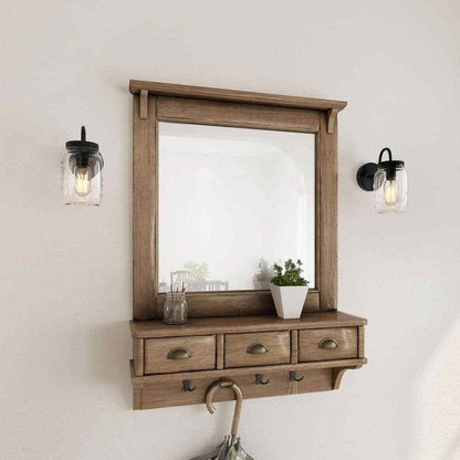 LNC Modern Farmhouse Oil-Rubbed Bronze Wall Sconce with Mason Jar Glass Shade