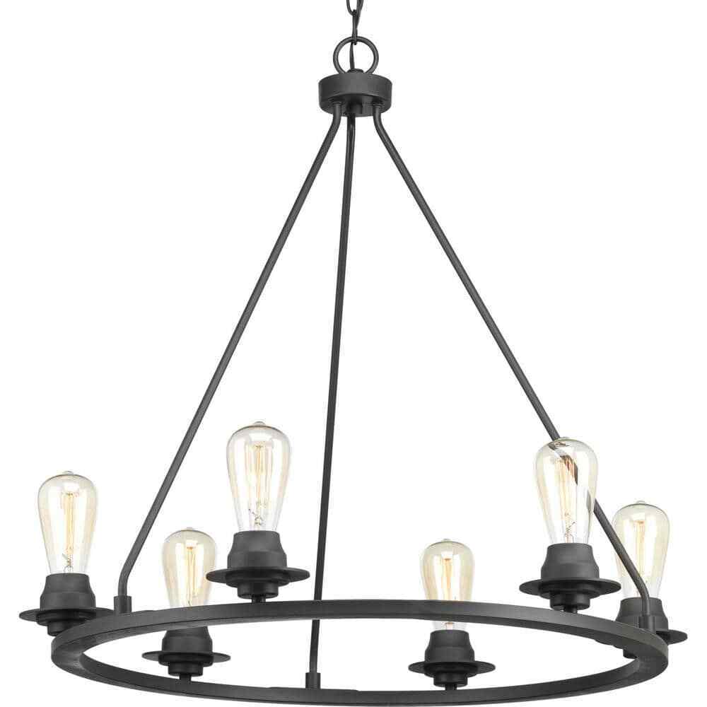 Progress Lighting Debut Collection 28 in. 6-Light Black Graphite Chandelier