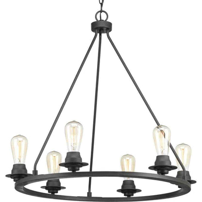 Progress Lighting Debut Collection 28 in. 6-Light Black Graphite Chandelier