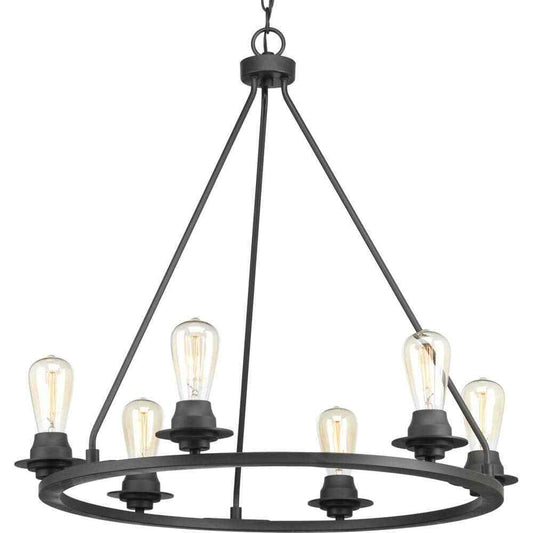 Progress Lighting Debut Collection 28 in. 6-Light Black Graphite Chandelier