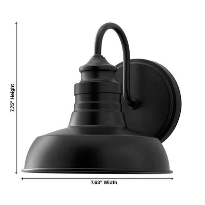 Hampton Bay Elmcroft 7.63 in. 1-Light Matte Black Wall Mount Light w/Metal Shade
