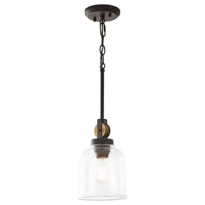 Home Decorators Knollwood 7 in. 1-Light Blackened Bronze Mini Pendant Light