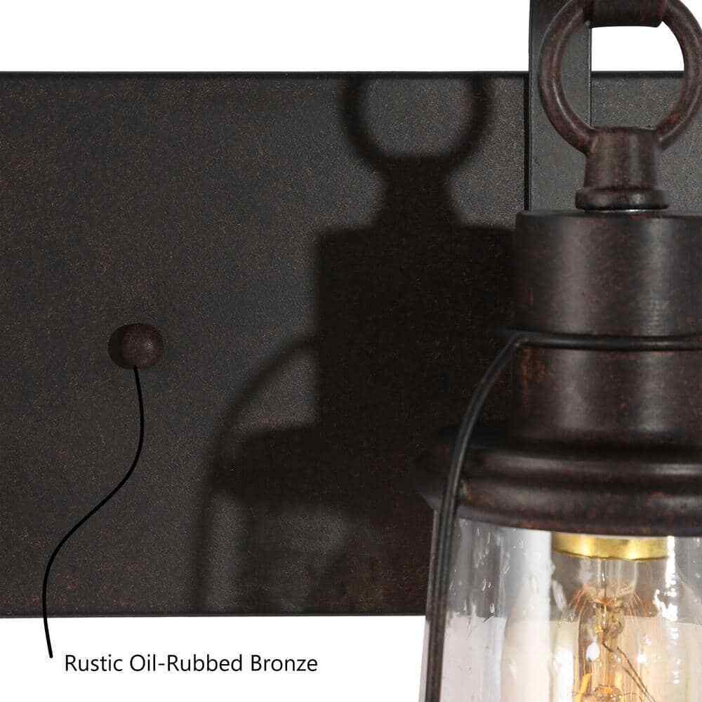 Uolfin Farmhouse Bronze Vanity Light Bathroom Wall Sconce w/ Glass Shades