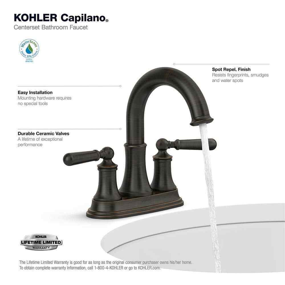 KOHLER Capilano 4 in. Centerset 2-Handle Bathroom Faucet in Oil-Rubbed Bronze