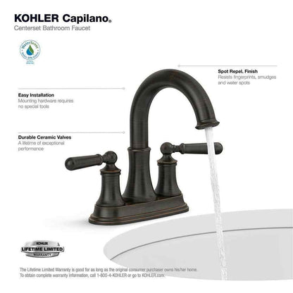 KOHLER Capilano 4 in. Centerset 2-Handle Bathroom Faucet in Oil-Rubbed Bronze