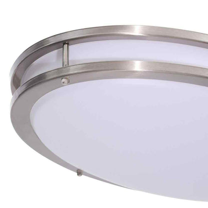 Hampton Bay 32 in. Oval 1-Light Brushed Nickel Dimmable LED Flush Mount