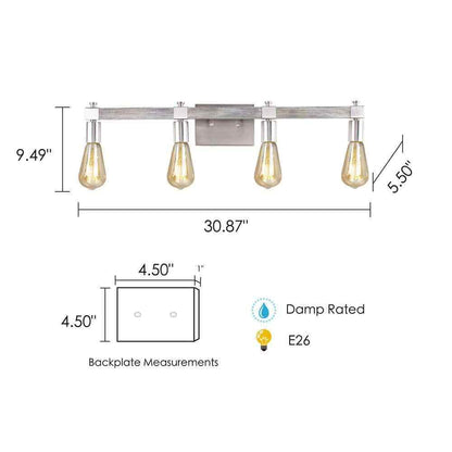Eglo Westbury 30.8 in. 4-Light Vanity Light Nickel w/ Painted Grey Driftwood
