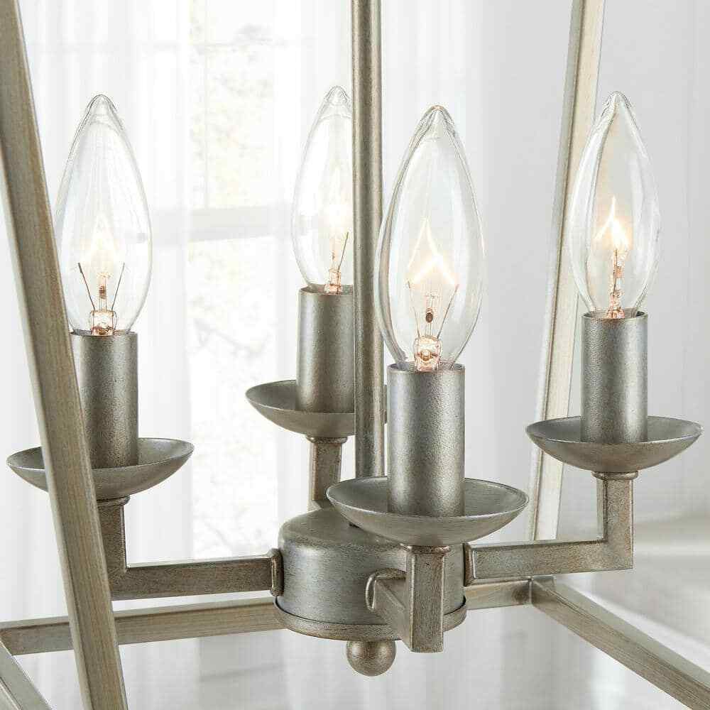 Home Decorators Weyburn 4-Light Antique Silver Leaf Farmhouse Chandelier