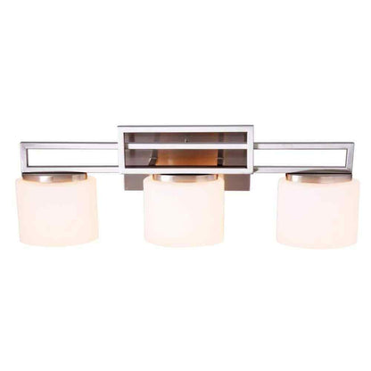 Home Decorators Tustna Brushed Nickel Bathroom Vanity Light w/ Opal Glass Shades
