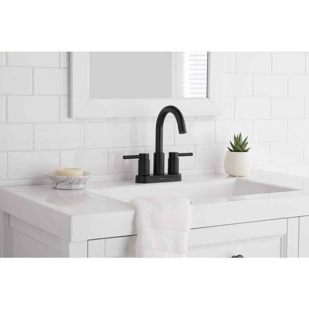 Glacier Bay Dorind 4" Centerset 2-Handle High-Arc Bathroom Faucet in Matte Black