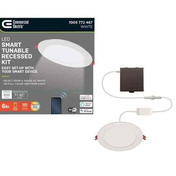 Commercial Electric 6 in. Smart Hubspace Ultra Slim RGB+W LED Recessed Kit