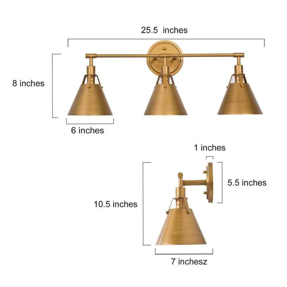 LNC Vintage Gold Bathroom Vanity Light Mid-Century 3-Light Bell Wall Sconce