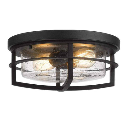 JAZAVA 13 in. 2 Light Farmhouse Flush Mount ZW17-F BK