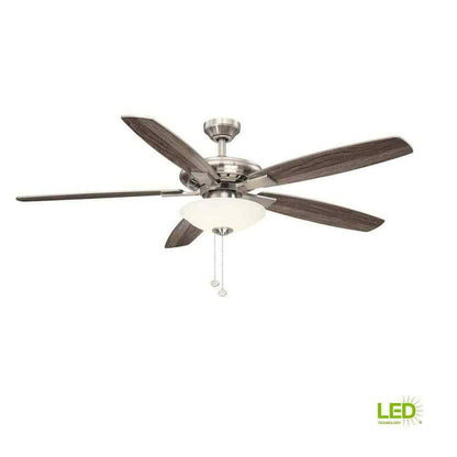 Hampton Bay Menage 56 in. LED Indoor Low Profile Brushed Nickel Ceiling Fan