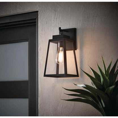 Hampton Bay Corbin Medium 13 in. Modern Black Outdoor Wall Lantern Sconce