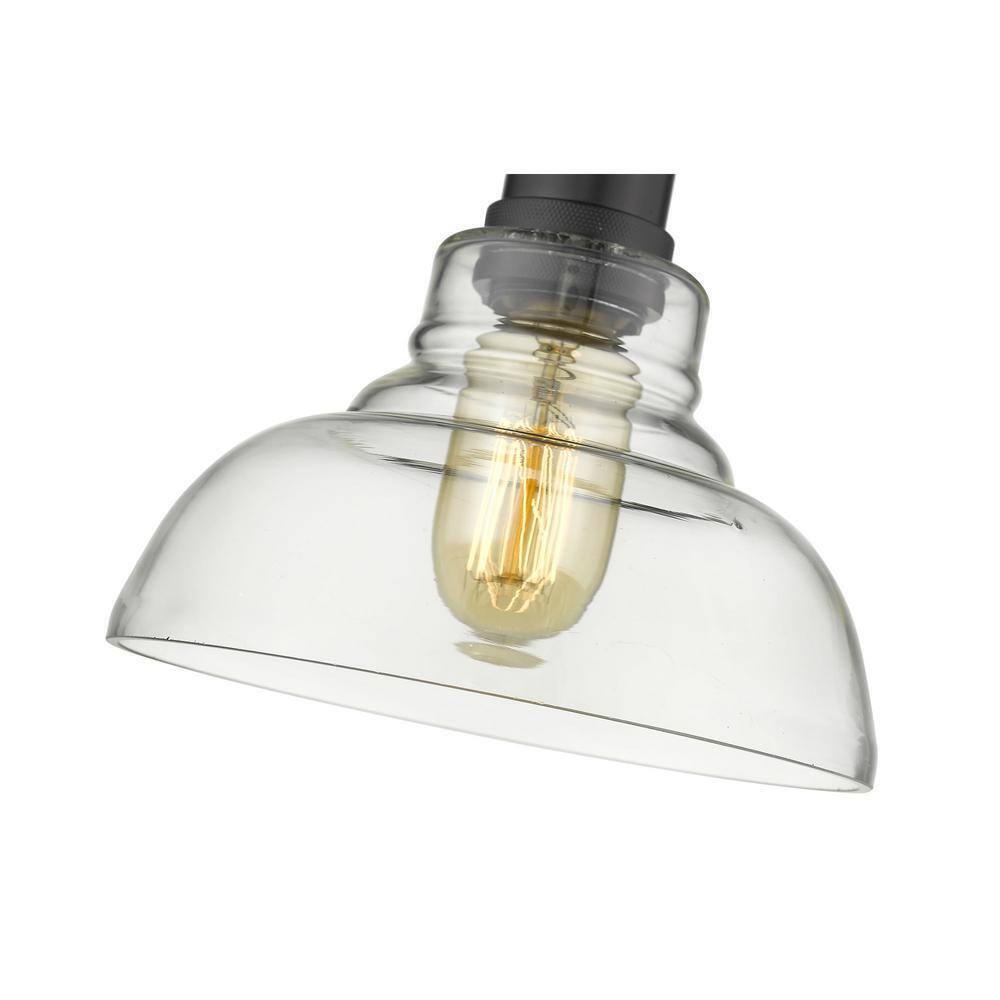 Golden Lighting Carver 1-Light Black Pendant with Clear Glass Shade